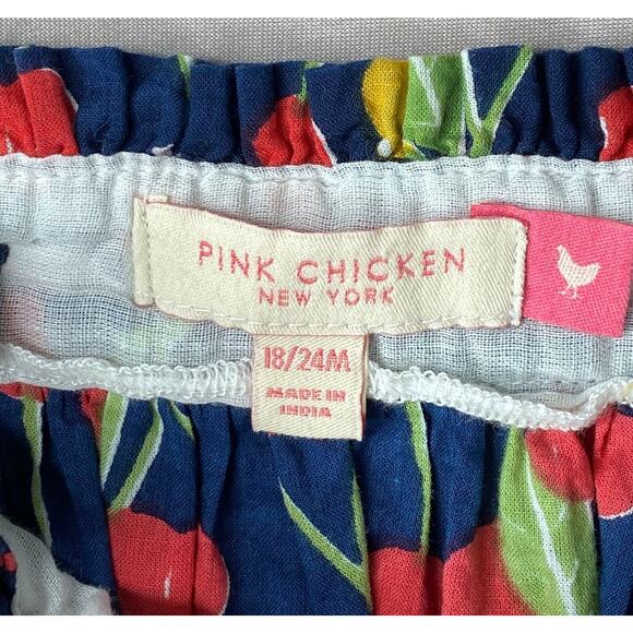 Pink Chicken Navy Blue Cherry Print Baby Renata Bubble Romper Girls 18-24 Mo - Picture 6 of 6
